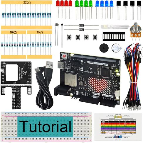 Freenove Basic Starter Kit with Board V5 Rev4 WiFi (Compatible with Arduino IDE), Arm Cortex-M4 Microcontroller, Onboard ESP32-S3, 179-Page Detailed Tutorial, 140 Items, 34 Projects in Saudi Arabia