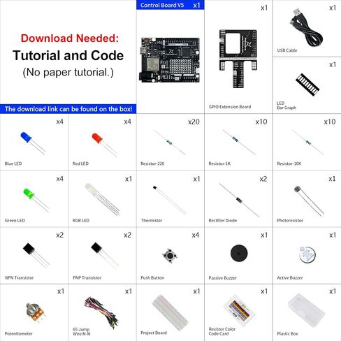 Freenove Basic Starter Kit with Board V5 Rev4 WiFi (Compatible with Arduino IDE), Arm Cortex-M4 Microcontroller, Onboard ESP32-S3, 179-Page Detailed Tutorial, 140 Items, 34 Projects in Saudi Arabia
