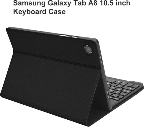 لوحة مفاتيح إسبانية SENGBIRCH (تشمل Ñ) لجهاز Samsung Galaxy Tab A8 (10.5 بوصة، 2022) - بلوتوث لاسلكي قابل للفصل - مع حافظة فوليو ذكية للنوم/الاستيقاظ التلقائي، أسود in Saudi Arabia