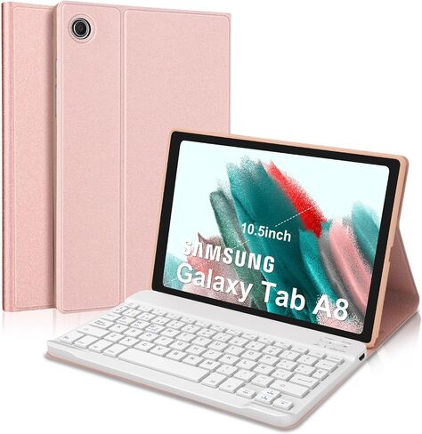 لوحة مفاتيح إسبانية SENGBIRCH (تشمل Ñ) لجهاز Samsung Galaxy Tab A8 (10.5 بوصة، 2022) - بلوتوث لاسلكي قابل للفصل - مع حافظة فوليو ذكية للنوم/الاستيقاظ التلقائي، أسود in Saudi Arabia