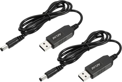 YOKIVE 2 Pcs DC 5V to DC 12V USB Step Up Voltage Converter, Power Cable with DC Jack 5.5mm x 2.5mm, Great for Routers, Car Driving Recorder (Black, 6W 1A) in Saudi Arabia