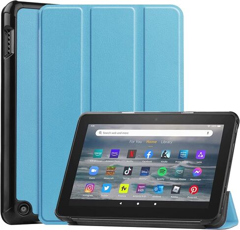 for Amazon All-New Kindle Fire 7 (12th Generation,2022 Release) Smart Cover, Ultra Slim Lightweight Folio Stand Auto Sleep/Wake Up Leather Case for New Fire HD7 12th Gen 2022 (Li-Black) in Saudi Arabia