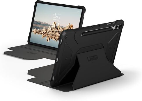 URBAN ARMOR GEAR UAG Designed for Samsung Galaxy Tab S10 Plus Case 12.4" SM-X820/SM-X826B Metropolis SE, Multi-Angle Kickstand Folio with Auto Wake/Sleep S Pen Holder Rugged Protective Cover, Black in Kuwait