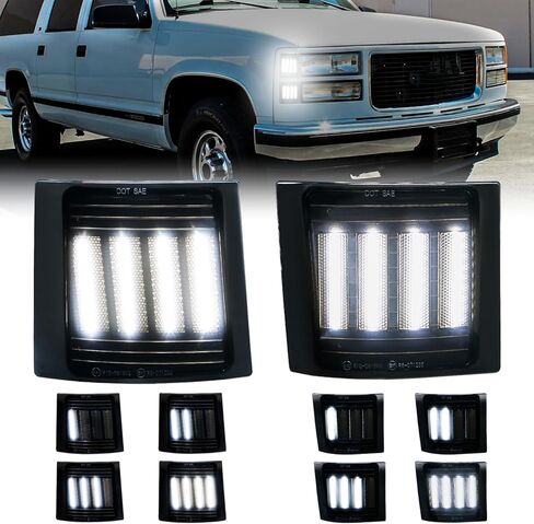 مصابيح LED للعلامات الجانبية المتسلسلة للشاحن 2015-2023. ضوء حاجز LED أمامي وخلفي، عدسة مدخنة، وظيفة مصباح وقوف السيارات الأبيض، متوافق مع شاحن SXT، لـ Scatpack، لـ SRT Hellcat، 4 قطع in Kuwait