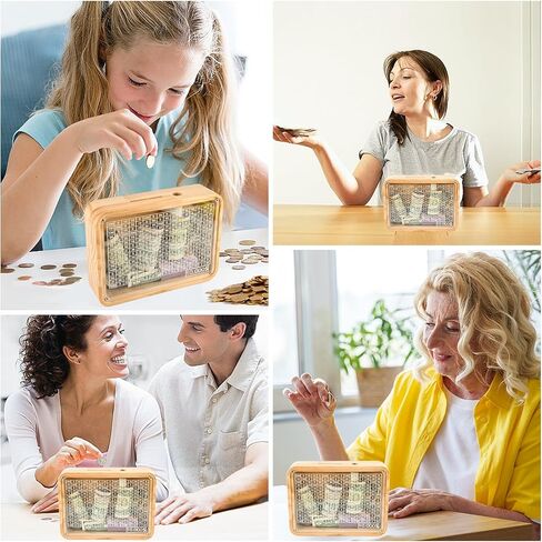 Cash Vault Wooden Money Saving Box, Cash Saving Box for 200 1000 2000 3000 5000 10000 Money Saving Challenge,Boy Girl Child Adult Wooden Piggy Bank Box with Counter in Saudi Arabia