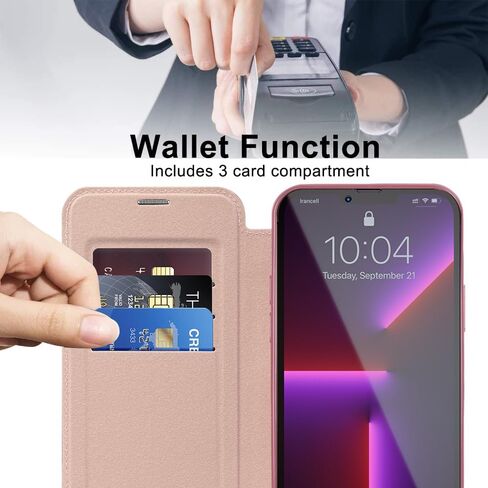 Leather Case for iPhone 15 Pro Max Case Wallet Compatible with Magsafe, Lens Protector & Screen Protection Included, RFID Blocking Card Slot Leather Cover for iPhone 15 Pro Max (6.7" Blue) in Saudi Arabia