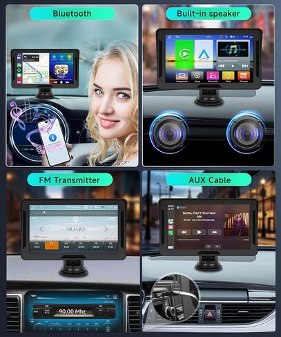 Wireless CarPlay Screen for Car, Rimoody 7 inch Touchscreen Portable Car Radio Support HD Backup Camera, Car Stereo with Wireless Android Auto/Mirror Link/Bluetooth/FM/GPS/Voice Control/AUX in Saudi Arabia