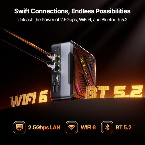 كمبيوتر ألعاب صغير ACEMAGIC AM18، AMD R7 7840HS (8C/16T، حتى 5.1 جيجا هرتز) Radeon 780M، ذاكرة الوصول العشوائي DDR5 سعة 32 جيجابايت و1 تيرابايت PCle4.0 SSD، 8K/شاشة ثلاثية/USB4.0 40 جيجابت في الثانية/WiFi 6/BT5.2/2.5 سطح مكتب الألعاب G LAN/RGB in Kuwait