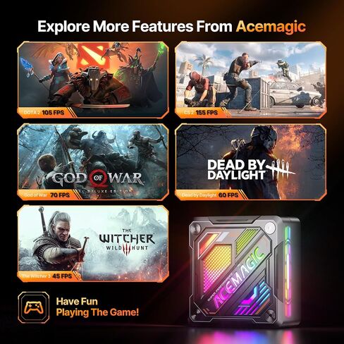 ACEMAGIC AM18 Mini Gaming PC, AMD R7 7840HS (8C/16T, up to 5.1GHz) Radeon 780M, 32GB DDR5 RAM & 1TB PCle4.0 SSD,8K/Triple Display/USB4.0 40Gbps/WiFi 6/BT5.2/2.5G LAN/RGB Office Gaming Desktop in Saudi Arabia