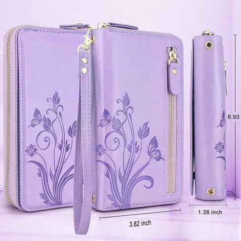 محفظة Lacass لهاتف Google Pixel 8 Pro 5G 2023، غطاء محفظة جلدية مغناطيسية مزدوجة بسحاب قابل للفصل مع حزام معصم مع 13 فتحة للبطاقات (زهري أرجواني داكن) in Kuwait