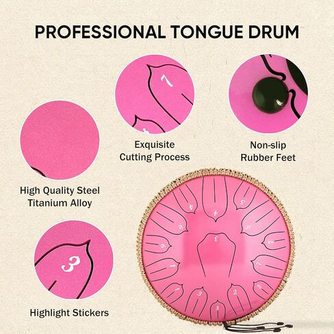 Steel Tongue Drum 12 Inch 15 Notes: Handpan Drums Set with Music Book Mallets Carry Bag - Hand Pan Instrument for Adults Musical Education Meditation Yoga Chakra (Purple) in Kuwait