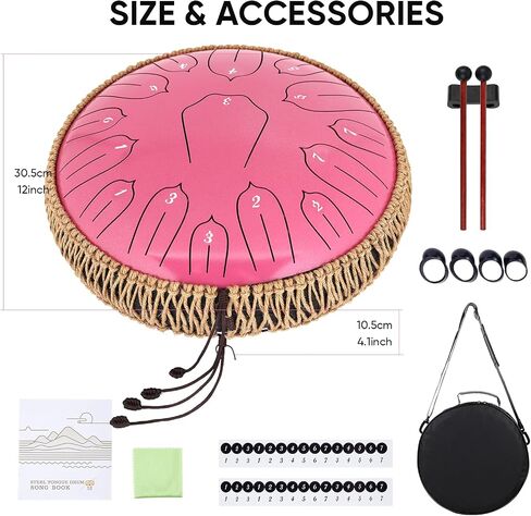 Steel Tongue Drum 12 Inch 15 Notes: Handpan Drums Set with Music Book Mallets Carry Bag - Hand Pan Instrument for Adults Musical Education Meditation Yoga Chakra (Purple) in Kuwait