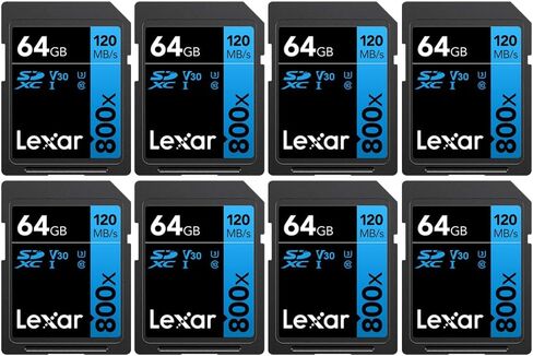 بطاقة ذاكرة Lexar LSD0800064G-B2NNU عالية الأداء 800x 64 جيجابايت SDXC UHS-I 8 عبوات in Kuwait