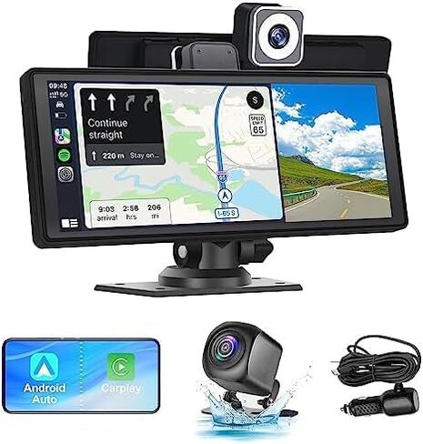 شاشة Apple Carplay المحمولة للسيارة، مستقبل صوت السيارة مع Carplay اللاسلكي وAndroid Auto، شاشة لمس IPS مقاس 10.26 بوصة، جهاز إرسال FM، بلوتوث، كاميرا أمامية 4K و1080P، كاميرا رؤية خلفية، نوع C/AUX/TF in Kuwait