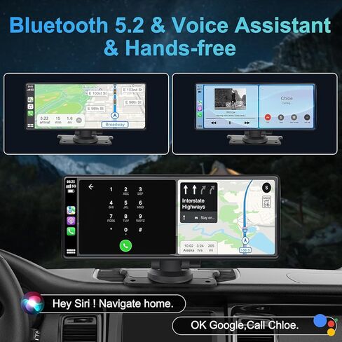 شاشة Apple Carplay المحمولة للسيارة، مستقبل صوت السيارة مع Carplay اللاسلكي وAndroid Auto، شاشة لمس IPS مقاس 10.26 بوصة، جهاز إرسال FM، بلوتوث، كاميرا أمامية 4K و1080P، كاميرا رؤية خلفية، نوع C/AUX/TF in Kuwait