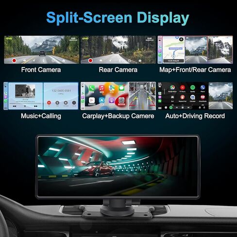 شاشة Apple Carplay المحمولة للسيارة، مستقبل صوت السيارة مع Carplay اللاسلكي وAndroid Auto، شاشة لمس IPS مقاس 10.26 بوصة، جهاز إرسال FM، بلوتوث، كاميرا أمامية 4K و1080P، كاميرا رؤية خلفية، نوع C/AUX/TF in Kuwait