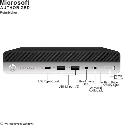 كمبيوتر HP EliteDesk 800 G5 صغير للكمبيوتر المكتبي الصغير، الجيل التاسع Intel Core i5-9500، ذاكرة وصول عشوائي 32 جيجابايت، 1 تيرابايت SSD، منفذ عرض، لوحة مفاتيح وماوس لاسلكي، يدعم شاشات مزدوجة 4K، Windows 11 Pro (متجدد) in Kuwait