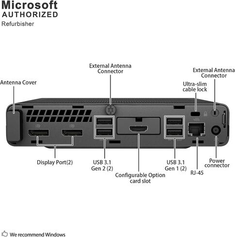 كمبيوتر HP EliteDesk 800 G5 صغير للكمبيوتر المكتبي الصغير، الجيل التاسع Intel Core i5-9500، ذاكرة وصول عشوائي 32 جيجابايت، 1 تيرابايت SSD، منفذ عرض، لوحة مفاتيح وماوس لاسلكي، يدعم شاشات مزدوجة 4K، Windows 11 Pro (متجدد) in Kuwait