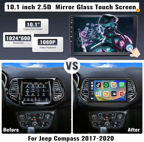 UNITOPSCI 2G+32G Android 13 ستيريو سيارة لسيارة Jeep Compass 2017-2020 راديو لاسلكي CarPlay Android Auto 10.1 بوصة شاشة لمس بلوتوث GPS ملاحة مرآة رابط FM/RDS WiFi SWC + ميكروفون كاميرا احتياطية in Saudi Arabia