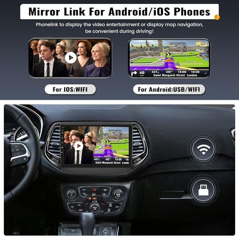 UNITOPSCI 2G+32G Android 13 ستيريو سيارة لسيارة Jeep Compass 2017-2020 راديو لاسلكي CarPlay Android Auto 10.1 بوصة شاشة لمس بلوتوث GPS ملاحة مرآة رابط FM/RDS WiFi SWC + ميكروفون كاميرا احتياطية in Saudi Arabia