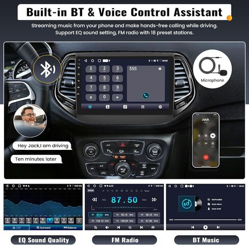 UNITOPSCI 2G+32G Android 13 ستيريو سيارة لسيارة Jeep Compass 2017-2020 راديو لاسلكي CarPlay Android Auto 10.1 بوصة شاشة لمس بلوتوث GPS ملاحة مرآة رابط FM/RDS WiFi SWC + ميكروفون كاميرا احتياطية in Saudi Arabia
