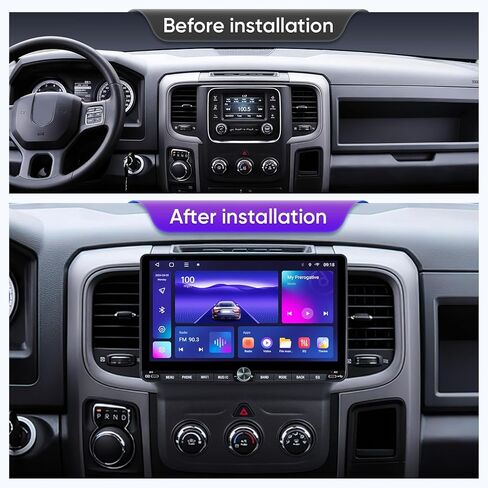 ستيريو سيارة بشاشة لمس 10 بوصة لسيارة دودج رام 1500 2500 3500 2013-2018 (التحكم اليدوي في المناخ) ترقية مجموعة استبدال الراديو مع CarPlay اللاسلكي Android Auto DSP GPS Navigation (4GB+64GB) in Kuwait