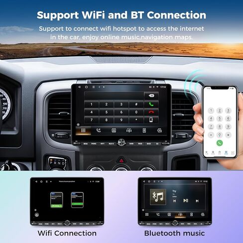ستيريو سيارة بشاشة لمس 10 بوصة لسيارة دودج رام 1500 2500 3500 2013-2018 (التحكم اليدوي في المناخ) ترقية مجموعة استبدال الراديو مع CarPlay اللاسلكي Android Auto DSP GPS Navigation (4GB+64GB) in Kuwait