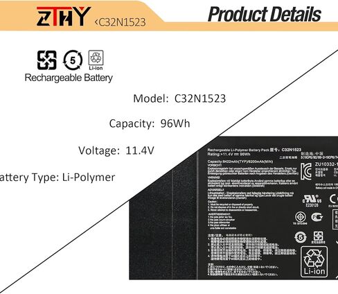 ZTHY C32N1523 Battery Replacement for Asus Zenbook Pro N501L UX501VW UX501VW-FY010T UX501VW-F1020 UX501VW-FY145T UX501VW-FY010T G501VW-FI074T UX501VW-DS71T UX501VW-FJ098T UX501VW-US71T 96Wh 11.4V in Saudi Arabia