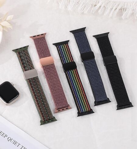 BXUXOHS Magnetic Nylon Bands for Apple Watch Band 42mm 46mm 45mm 44mm 41mm 40mm 38mm iWatch Band Ultra/2 49mm Men Women,Sport Loop Breathable Fabric Strap for Apple Watch Series 10 9 8 7 6 5 4 3 SE in Saudi Arabia