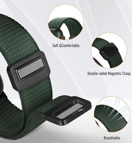 BXUXOHS Magnetic Nylon Bands for Apple Watch Band 42mm 46mm 45mm 44mm 41mm 40mm 38mm iWatch Band Ultra/2 49mm Men Women,Sport Loop Breathable Fabric Strap for Apple Watch Series 10 9 8 7 6 5 4 3 SE in Saudi Arabia