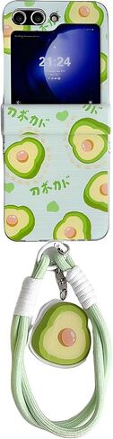 Case Compatible with Samsung Galaxy Z Flip 6 with Lanyard, Cute Cartoon Funny Avocado Pattern Anti-Drop Shockproof Protective Case Cover for Z Flip 6 for Women, 3C-BC6-09171-Avocado in Saudi Arabia