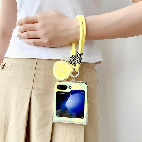 Case Compatible with Samsung Galaxy Z Flip 6 with Lanyard, Cute Cartoon Funny Avocado Pattern Anti-Drop Shockproof Protective Case Cover for Z Flip 6 for Women, 3C-BC6-09171-Avocado in Saudi Arabia