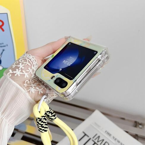 Case Compatible with Samsung Galaxy Z Flip 6 with Lanyard, Cute Cartoon Funny Avocado Pattern Anti-Drop Shockproof Protective Case Cover for Z Flip 6 for Women, 3C-BC6-09171-Avocado in Saudi Arabia