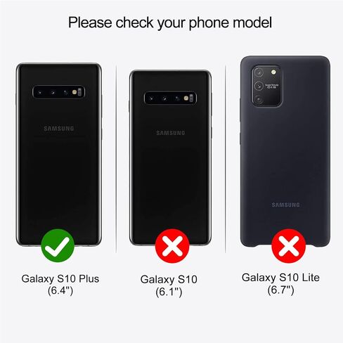 Case for Galaxy S10 Plus, 2 in 1 Magnetic Detachable Wallet Case, PU Leather Phone Case Cover with Card Holder for Samsung Galaxy S10 Plus, Black in Saudi Arabia