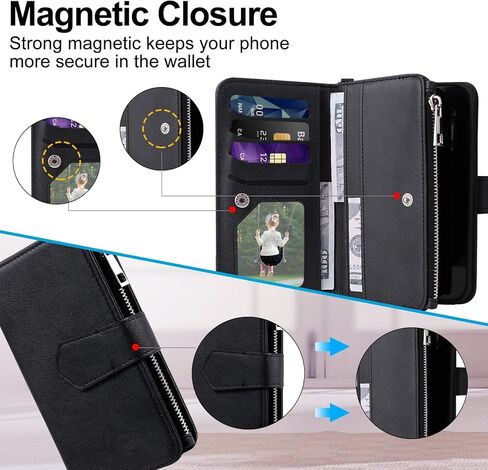 Case for Galaxy S10 Plus, 2 in 1 Magnetic Detachable Wallet Case, PU Leather Phone Case Cover with Card Holder for Samsung Galaxy S10 Plus, Black in Saudi Arabia