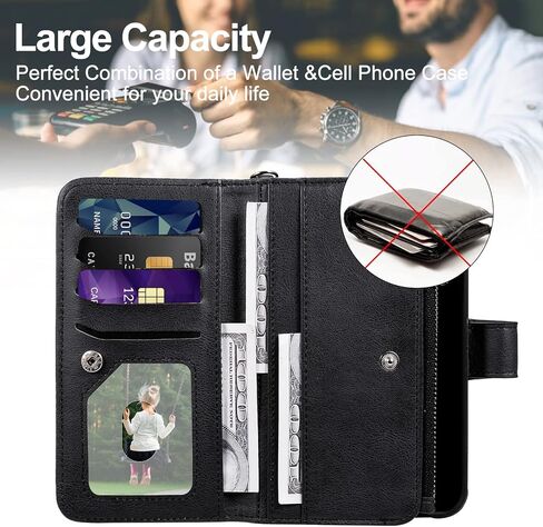 Case for Galaxy S10 Plus, 2 in 1 Magnetic Detachable Wallet Case, PU Leather Phone Case Cover with Card Holder for Samsung Galaxy S10 Plus, Black in Saudi Arabia