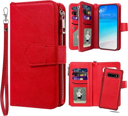 Case for Galaxy S10 Plus, 2 in 1 Magnetic Detachable Wallet Case, PU Leather Phone Case Cover with Card Holder for Samsung Galaxy S10 Plus, Black in Saudi Arabia