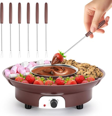 10oz MINI Electric Chocolate Melting Pot, Melting Fondue Set with 6PCS Forks, Cute Chocolate Fondue Fountain, Warmer Machine for Milk Chocolate, Cheese, Butter, Candy (Coffee) in Saudi Arabia