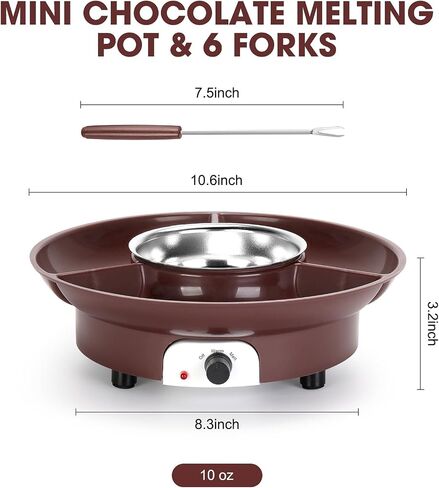 10oz MINI Electric Chocolate Melting Pot, Melting Fondue Set with 6PCS Forks, Cute Chocolate Fondue Fountain, Warmer Machine for Milk Chocolate, Cheese, Butter, Candy (Coffee) in Saudi Arabia
