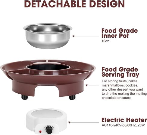 10oz MINI Electric Chocolate Melting Pot, Melting Fondue Set with 6PCS Forks, Cute Chocolate Fondue Fountain, Warmer Machine for Milk Chocolate, Cheese, Butter, Candy (Coffee) in Saudi Arabia