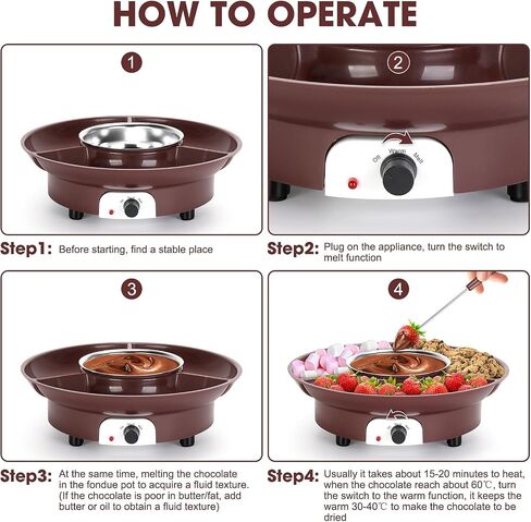 10oz MINI Electric Chocolate Melting Pot, Melting Fondue Set with 6PCS Forks, Cute Chocolate Fondue Fountain, Warmer Machine for Milk Chocolate, Cheese, Butter, Candy (Coffee) in Saudi Arabia