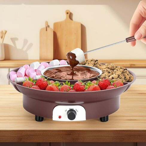 10oz MINI Electric Chocolate Melting Pot, Melting Fondue Set with 6PCS Forks, Cute Chocolate Fondue Fountain, Warmer Machine for Milk Chocolate, Cheese, Butter, Candy (Coffee) in Saudi Arabia