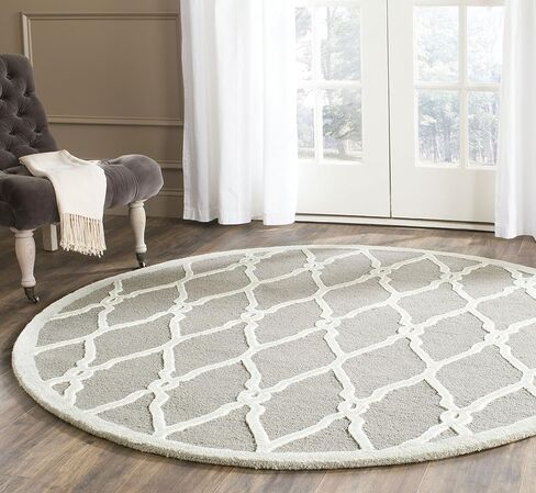 SAFAVIEH Cambridge Collection Area Rug - 8' Square, Dark Grey & Ivory, Handmade Moroccan Wool, Ideal for High Traffic Areas in Living Room, Bedroom (CAM352D) in Saudi Arabia