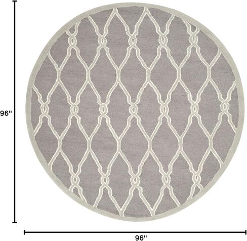SAFAVIEH Cambridge Collection Area Rug - 8' Square, Dark Grey & Ivory, Handmade Moroccan Wool, Ideal for High Traffic Areas in Living Room, Bedroom (CAM352D) in Saudi Arabia