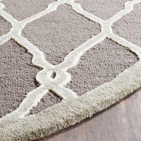 SAFAVIEH Cambridge Collection Area Rug - 8' Square, Dark Grey & Ivory, Handmade Moroccan Wool, Ideal for High Traffic Areas in Living Room, Bedroom (CAM352D) in Saudi Arabia