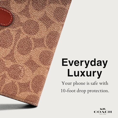 Coach Signature Canvas Two Piece Detachable Wallet Folio iPhone 15 Plus Case, Compatible with Wireless Charging - Signature Tan in Saudi Arabia