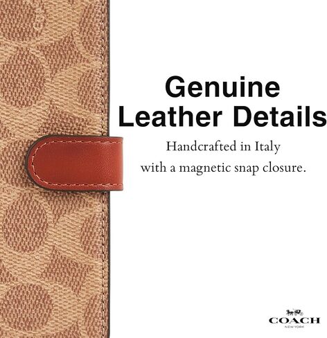 Coach Signature Canvas Two Piece Detachable Wallet Folio iPhone 15 Plus Case, Compatible with Wireless Charging - Signature Tan in Saudi Arabia
