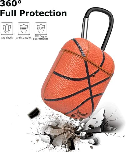 AirPods Case, Takfox Airpod Case Accessories Cover Protective Shockproof Scratch Resistance Leather Headphone Case with Carabiner/Keychain Skin for Apple Airpods 2 & AirPods 1 Charging Case-Baseball in Saudi Arabia
