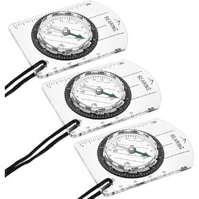 PATIKIL Orienteering Compass, 3 Pack Hiking Backpacking Compass with Declination Scale Map Compass for Camping and Survival Navigation, White