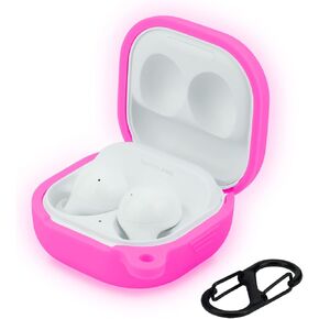 LEFXMOPHY Case for Samsung Galaxy Buds FE (2023) / Buds 2 Pro (2022) / Galaxy Buds 2 (2021) / Galaxy Buds Pro (2021) / Galaxy Buds Live Earbuds Pink Silicone Cover for Women Girl Glow in Dark